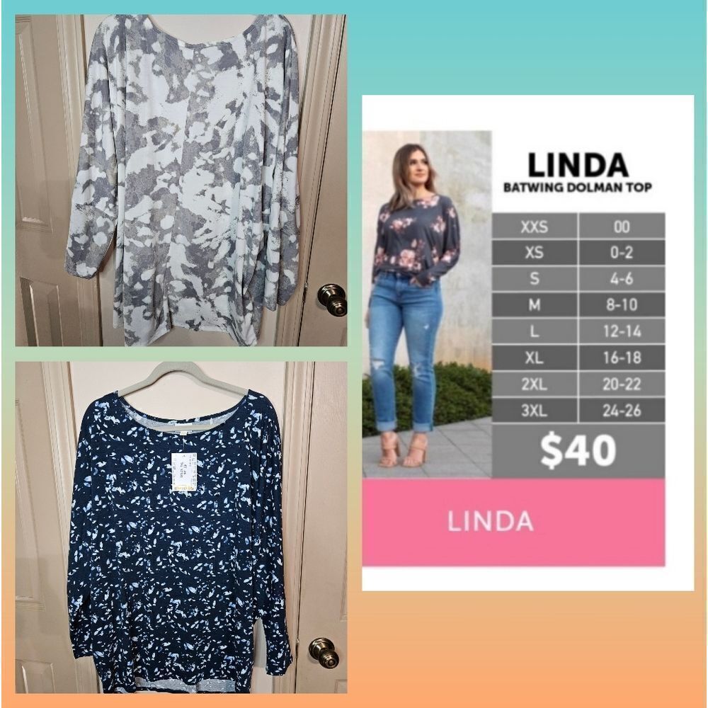 #378 Lularoe- LINDA- Batwing Dolman Sleeve Top- Various Colors